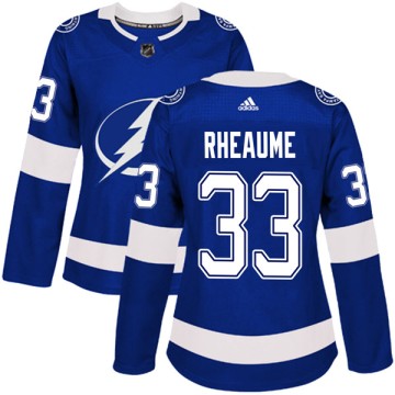 Authentic Adidas Women's Manon Rheaume Tampa Bay Lightning Home Jersey - Blue