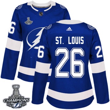 Authentic Adidas Women's Martin St. Louis Tampa Bay Lightning Home 2020 Stanley Cup Champions Jersey - Blue