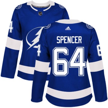 Authentic Adidas Women's Matthew Spencer Tampa Bay Lightning Home Jersey - Royal Blue
