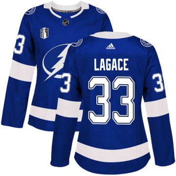 Authentic Adidas Women's Maxime Lagace Tampa Bay Lightning Home 2022 Stanley Cup Final Jersey - Blue