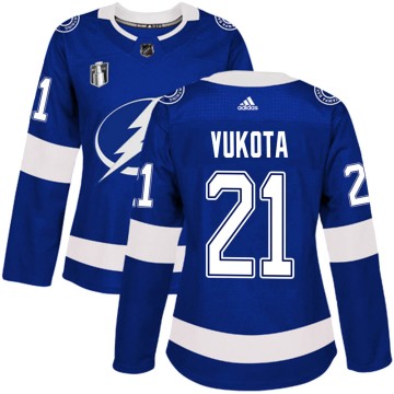 Authentic Adidas Women's Mick Vukota Tampa Bay Lightning Home 2022 Stanley Cup Final Jersey - Blue
