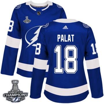 Authentic Adidas Women's Ondrej Palat Tampa Bay Lightning Home 2020 Stanley Cup Champions Jersey - Blue