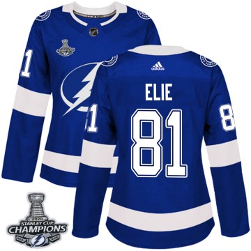 Authentic Adidas Women's Remi Elie Tampa Bay Lightning Home 2020 Stanley Cup Champions Jersey - Blue