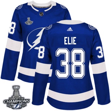 Authentic Adidas Women's Remi Elie Tampa Bay Lightning Home 2020 Stanley Cup Champions Jersey - Blue