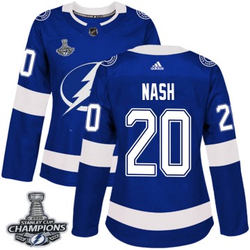Authentic Adidas Women's Riley Nash Tampa Bay Lightning Home 2020 Stanley Cup Champions Jersey - Blue