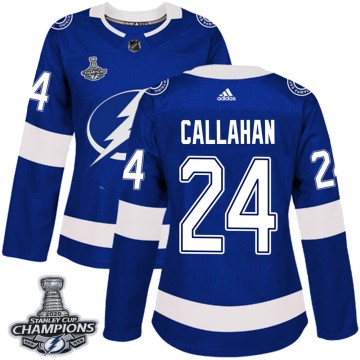 Authentic Adidas Women's Ryan Callahan Tampa Bay Lightning Home 2020 Stanley Cup Champions Jersey - Blue