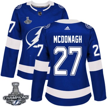 Authentic Adidas Women's Ryan McDonagh Tampa Bay Lightning Home 2020 Stanley Cup Champions Jersey - Blue
