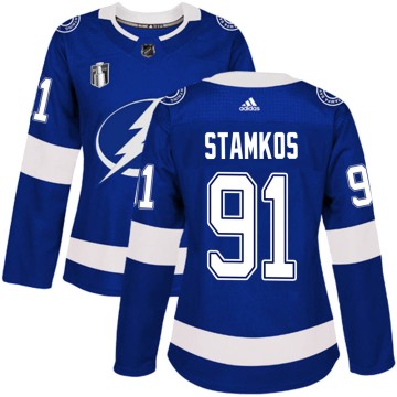 Authentic Adidas Women's Steven Stamkos Tampa Bay Lightning Home 2022 Stanley Cup Final Jersey - Blue