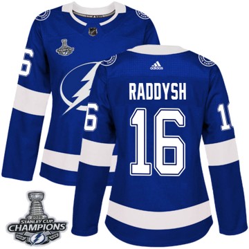 Authentic Adidas Women's Taylor Raddysh Tampa Bay Lightning Home 2020 Stanley Cup Champions Jersey - Blue