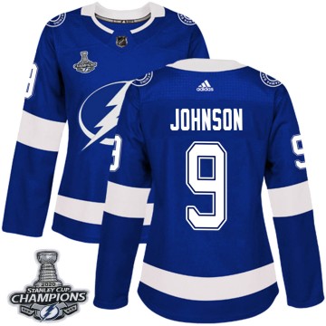 Authentic Adidas Women's Tyler Johnson Tampa Bay Lightning Home 2020 Stanley Cup Champions Jersey - Blue