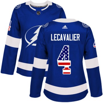 Authentic Adidas Women's Vincent Lecavalier Tampa Bay Lightning USA Flag Fashion Jersey - Blue