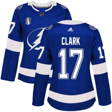 Authentic Adidas Women's Wendel Clark Tampa Bay Lightning Home 2022 Stanley Cup Final Jersey - Blue