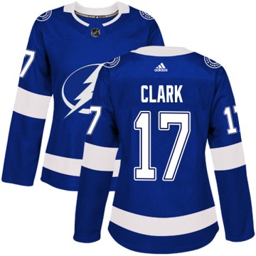 Authentic Adidas Women's Wendel Clark Tampa Bay Lightning Home Jersey - Blue