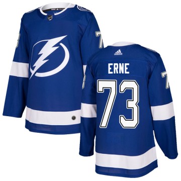 Authentic Adidas Youth Adam Erne Tampa Bay Lightning Home Jersey - Blue