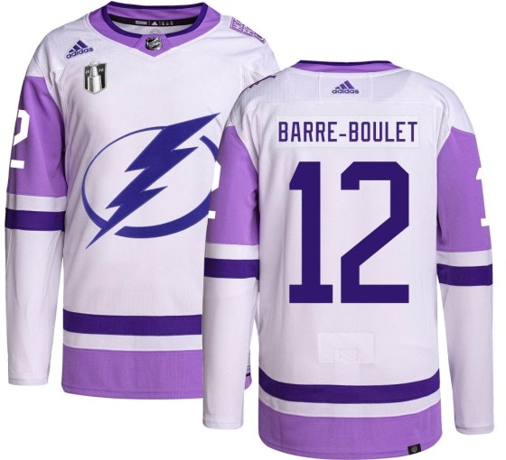Authentic Adidas Youth Alex Barre-Boulet Tampa Bay Lightning Hockey Fights Cancer 2022 Stanley Cup Final Jersey -