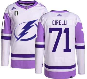 Authentic Adidas Youth Anthony Cirelli Tampa Bay Lightning Hockey Fights Cancer 2022 Stanley Cup Final Jersey -