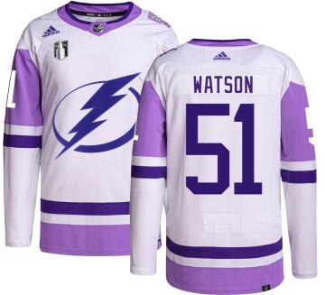 Authentic Adidas Youth Austin Watson Tampa Bay Lightning Hockey Fights Cancer 2022 Stanley Cup Final Jersey -
