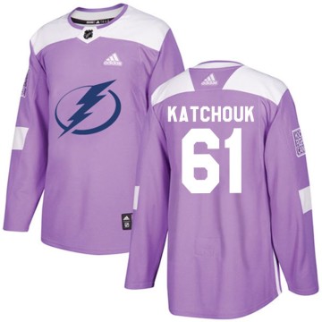 Authentic Adidas Youth Boris Katchouk Tampa Bay Lightning Fights Cancer Practice Jersey - Purple
