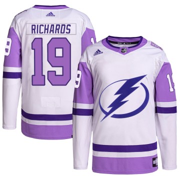 Authentic Adidas Youth Brad Richards Tampa Bay Lightning Hockey Fights Cancer Primegreen Jersey - White/Purple