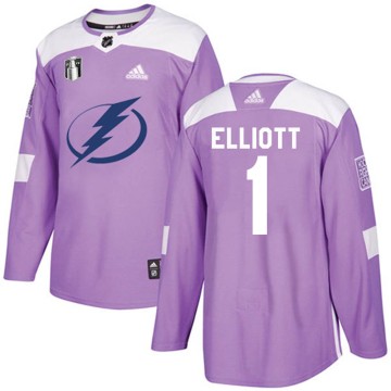 Authentic Adidas Youth Brian Elliott Tampa Bay Lightning Fights Cancer Practice 2022 Stanley Cup Final Jersey - Purple