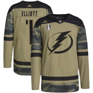 Authentic Adidas Youth Brian Elliott Tampa Bay Lightning Military Appreciation Practice 2022 Stanley Cup Final Jersey - Camo