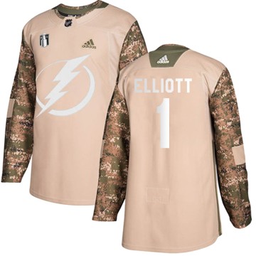 Authentic Adidas Youth Brian Elliott Tampa Bay Lightning Veterans Day Practice 2022 Stanley Cup Final Jersey - Camo