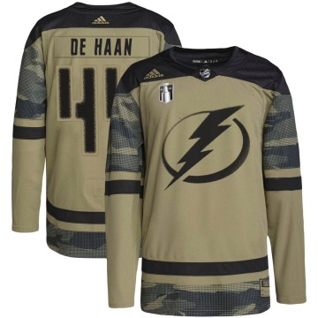 Authentic Adidas Youth Calvin de Haan Tampa Bay Lightning Military Appreciation Practice 2022 Stanley Cup Final Jersey - Camo