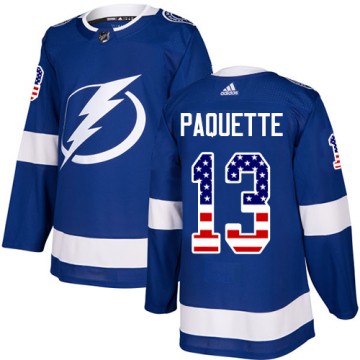 Authentic Adidas Youth Cedric Paquette Tampa Bay Lightning USA Flag Fashion Jersey - Blue