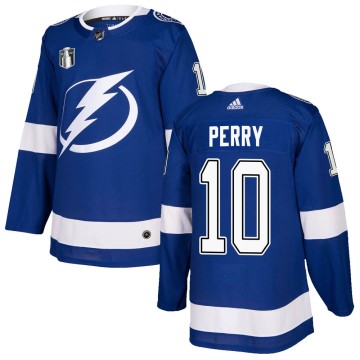 Authentic Adidas Youth Corey Perry Tampa Bay Lightning Home 2022 Stanley Cup Final Jersey - Blue