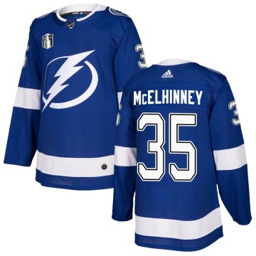Authentic Adidas Youth Curtis McElhinney Tampa Bay Lightning Home 2022 Stanley Cup Final Jersey - Blue