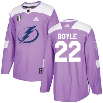 Authentic Adidas Youth Dan Boyle Tampa Bay Lightning Fights Cancer Practice 2022 Stanley Cup Final Jersey - Purple