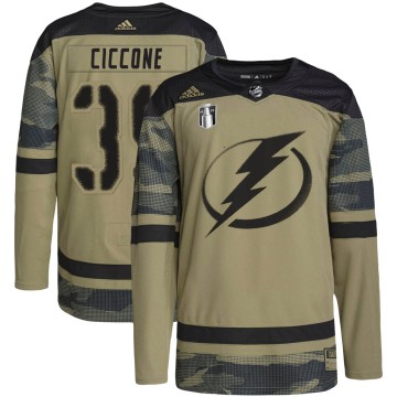 Authentic Adidas Youth Enrico Ciccone Tampa Bay Lightning Military Appreciation Practice 2022 Stanley Cup Final Jersey - Camo