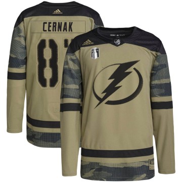 Authentic Adidas Youth Erik Cernak Tampa Bay Lightning Military Appreciation Practice 2022 Stanley Cup Final Jersey - Camo