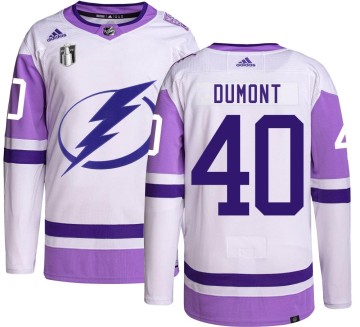 Authentic Adidas Youth Gabriel Dumont Tampa Bay Lightning Hockey Fights Cancer 2022 Stanley Cup Final Jersey -