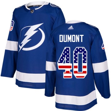 Authentic Adidas Youth Gabriel Dumont Tampa Bay Lightning USA Flag Fashion Jersey - Blue
