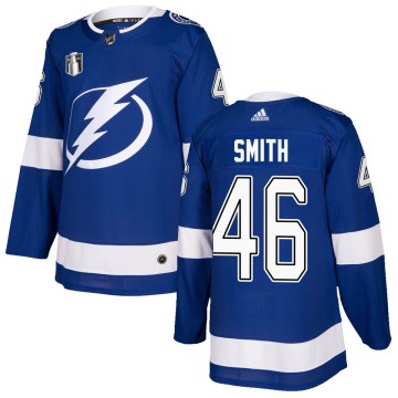 Authentic Adidas Youth Gemel Smith Tampa Bay Lightning Home 2022 Stanley Cup Final Jersey - Blue