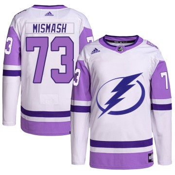 Authentic Adidas Youth Grant Mismash Tampa Bay Lightning Hockey Fights Cancer Primegreen Jersey - White/Purple