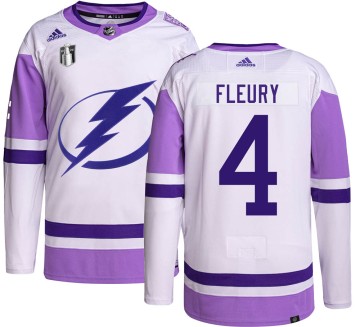 Authentic Adidas Youth Haydn Fleury Tampa Bay Lightning Hockey Fights Cancer 2022 Stanley Cup Final Jersey -