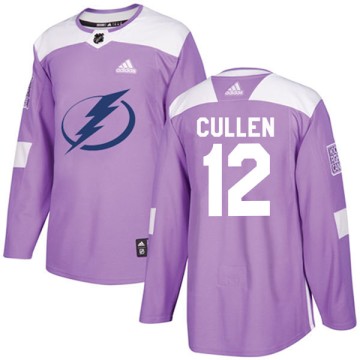 Authentic Adidas Youth John Cullen Tampa Bay Lightning Fights Cancer Practice Jersey - Purple