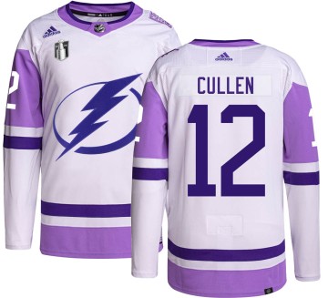 Authentic Adidas Youth John Cullen Tampa Bay Lightning Hockey Fights Cancer 2022 Stanley Cup Final Jersey -