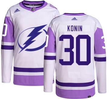 Authentic Adidas Youth Kyle Konin Tampa Bay Lightning Hockey Fights Cancer Jersey -