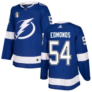 Authentic Adidas Youth Lucas Edmonds Tampa Bay Lightning Home 2022 Stanley Cup Final Jersey - Blue