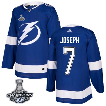 Authentic Adidas Youth Mathieu Joseph Tampa Bay Lightning Home 2020 Stanley Cup Champions Jersey - Blue