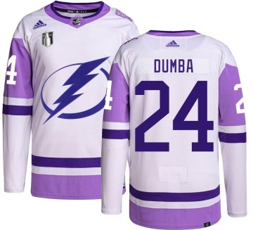 Authentic Adidas Youth Matt Dumba Tampa Bay Lightning Hockey Fights Cancer 2022 Stanley Cup Final Jersey -