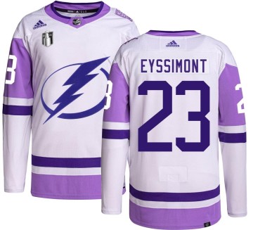 Authentic Adidas Youth Michael Eyssimont Tampa Bay Lightning Hockey Fights Cancer 2022 Stanley Cup Final Jersey -