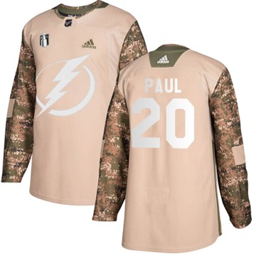 Authentic Adidas Youth Nicholas Paul Tampa Bay Lightning Veterans Day Practice 2022 Stanley Cup Final Jersey - Camo