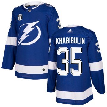 Authentic Adidas Youth Nikolai Khabibulin Tampa Bay Lightning Home 2022 Stanley Cup Final Jersey - Blue
