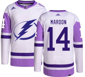Authentic Adidas Youth Pat Maroon Tampa Bay Lightning Hockey Fights Cancer Jersey -