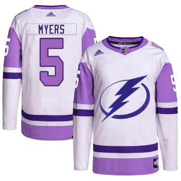 Authentic Adidas Youth Philippe Myers Tampa Bay Lightning Hockey Fights Cancer Primegreen 2022 Stanley Cup Final Jersey - White/
