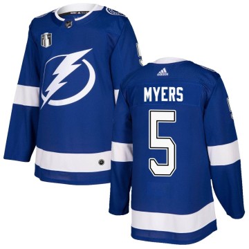 Authentic Adidas Youth Philippe Myers Tampa Bay Lightning Home 2022 Stanley Cup Final Jersey - Blue